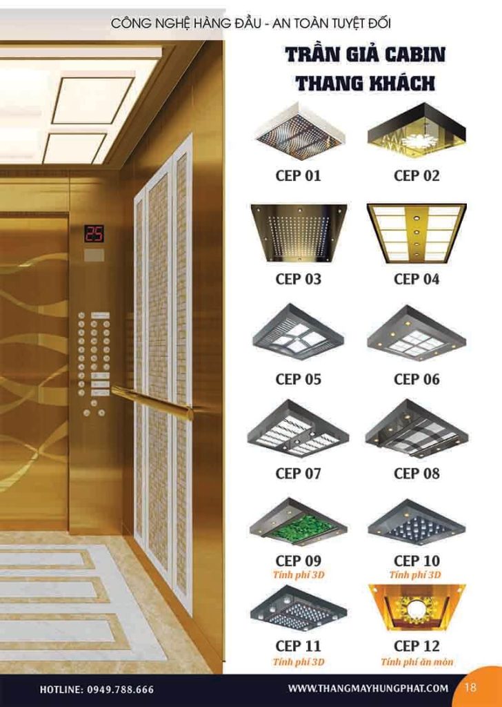 Thiết kế nội thất cabin thang máy sang trọng