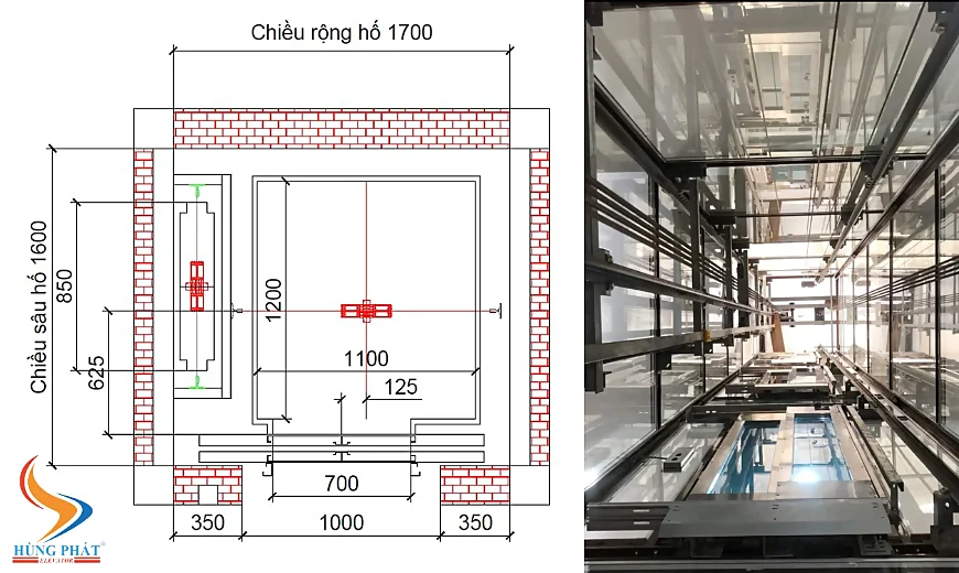Bản vẽ thiết kế giếng thang máy
