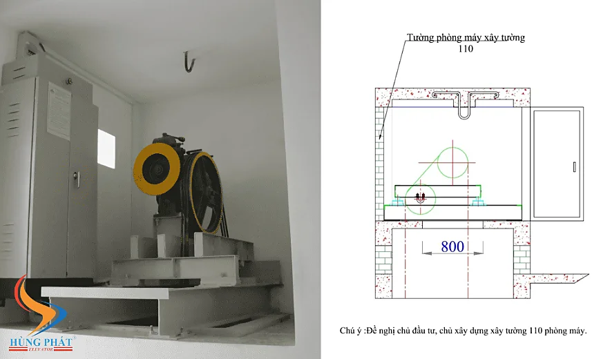 Kích thước tiêu chuẩn tum thang máy